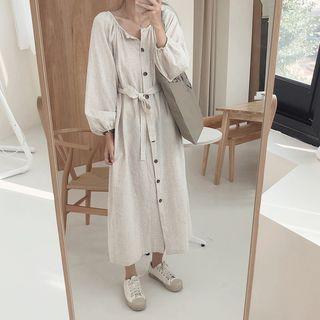 Long-sleeve Tie-waist Dress As Shown In Figure - One Size