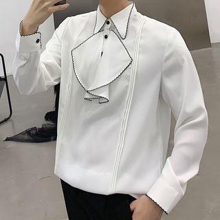 Long-sleeve Ruffle-trim Shirt
