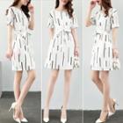 Short-sleeve Print A-line Chiffon Dress