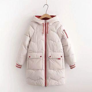 Contrast-trim Padding Long Jacket