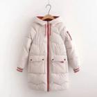 Contrast-trim Padding Long Jacket