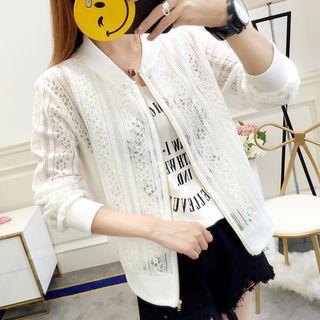 Perforated Lace Zip Jacket