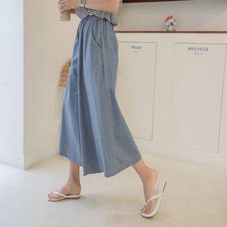 Band-waist Wide-leg Cropped Jeans