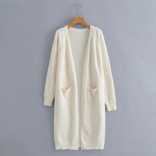 Plain Long Cardigan Off-white - One Size