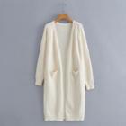 Plain Long Cardigan Off-white - One Size