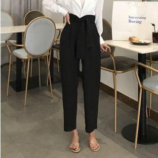 Cropped Wide-leg Pants Black - One Size