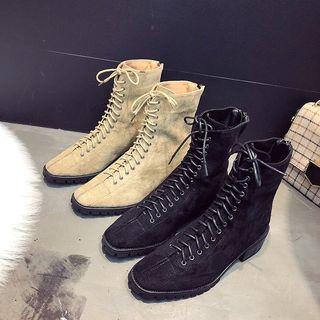 Low-heel Lace-up Short Boots