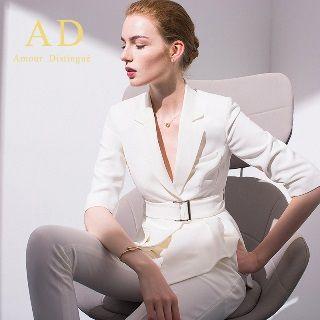 Set: 3/4-sleeve Blazer + Slim-fit Pants