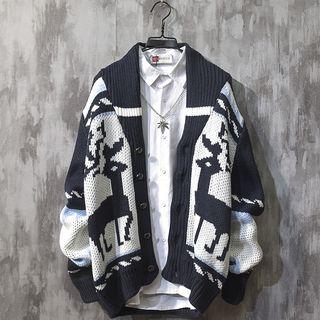 Reindeer Print Cardigan