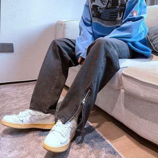 Zip-hem Straight Leg Jeans