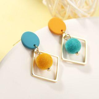 Asymmetric Pom Pom Earring 1 Pair - As Shown In Figure - One Size
