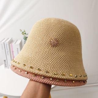 Embellished Straw Bucket Hat