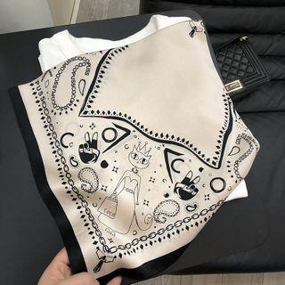 Printed Satin Scarf Champagne - One Size