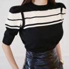 Short-sleeve Striped Cropped Sweater