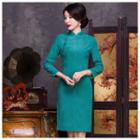 Long Sleeve Corduroy Cheongsam