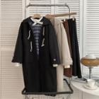 Patterned Sweater Vest / Blouse / Midi A-line Skirt / Toggle Midi Coat