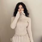 High-neck Cropped Zip-up Jacket
