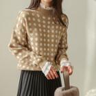Frilled-trim Polka-dotted Sweater