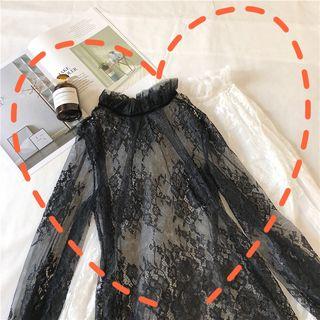 Bell Sleeve See-through Lace Top