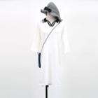 Contrast-collar Elbow-sleeve Knit Dress