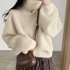 Plain Sweater / Printed Midi A-line Skirt
