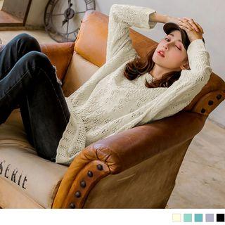 Long Sleeve Perforated Sweater