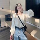 Square-neck Balloon-sleeve Sweater