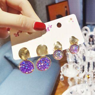Alloy Disc Crystal Disc Dangle Earring