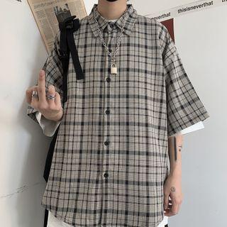 Couple Matching Short Sleeve Plaid Shirt