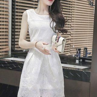Scallop Hem Sleeveless A-line Dress