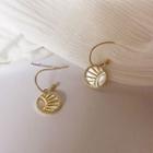 925 Sterling Silver Shell Disc Dangle Earring 1 Pair - White & Gold - One Size