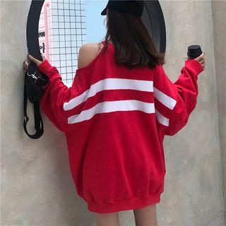 Striped Panel Cutout Sweatshirt