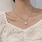 Tag Pendant Alloy Necklace 1pc - Silver - One Size
