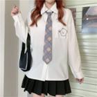 Set: Cartoon Print Shirt + Plaid Tie