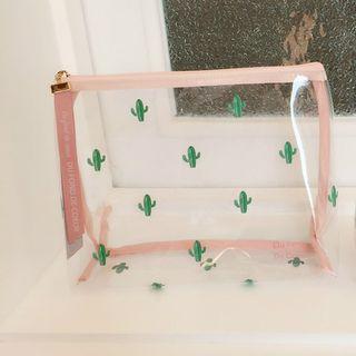 Set: Cactus Print Toiletry Bag + Organza Drawstring Bag