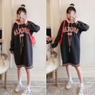Two-tone Lettering Hooded Dress
