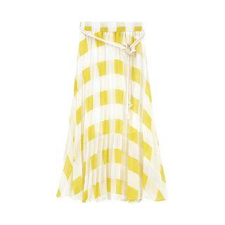 Checker Chiffon A-line Midi Skirt