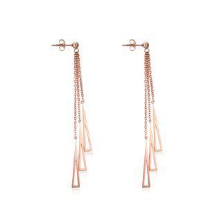 Fashion Simple Plated Rose Gold Geometric Triangle Tassel 316l Stainless Steel Earrings Rose Gold - One Size