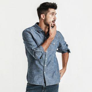 Asymmetric Long-sleeve Denim Shirt