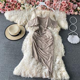Asymmetrical Plain Strappy Dress
