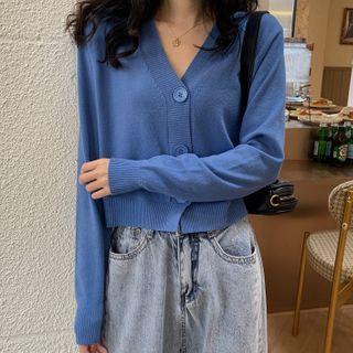 Ribbed Trim Plain Basic Knit Cardigan