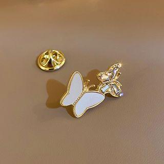 Butterfly Button Brooch Gold - One Size