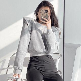 Padded-shoulder Cropped Pullover