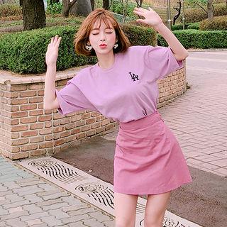 Linen Blend A-line Miniskirt
