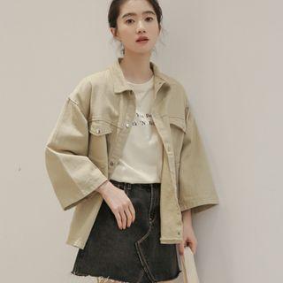 3/4-sleeve Button-up Cargo Jacket