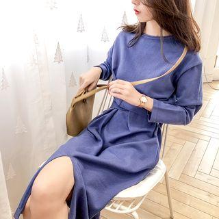 Tie-waist Midi Knit Dress