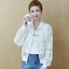 Long-sleeve Printed Chiffon Zip Jacket