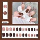 Checker Faux Nail Tips R322 - Brown & Pink - One Size