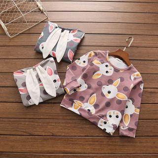 Ear Accent Printed Pullover
