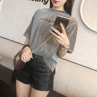 Shimmer Lettering Short-sleeve T-shirt